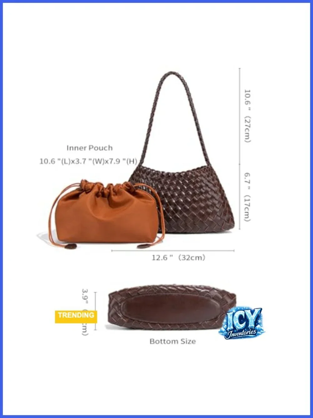 Vegan Leather Woven Hobo Shoulder Bag Handbag Tote